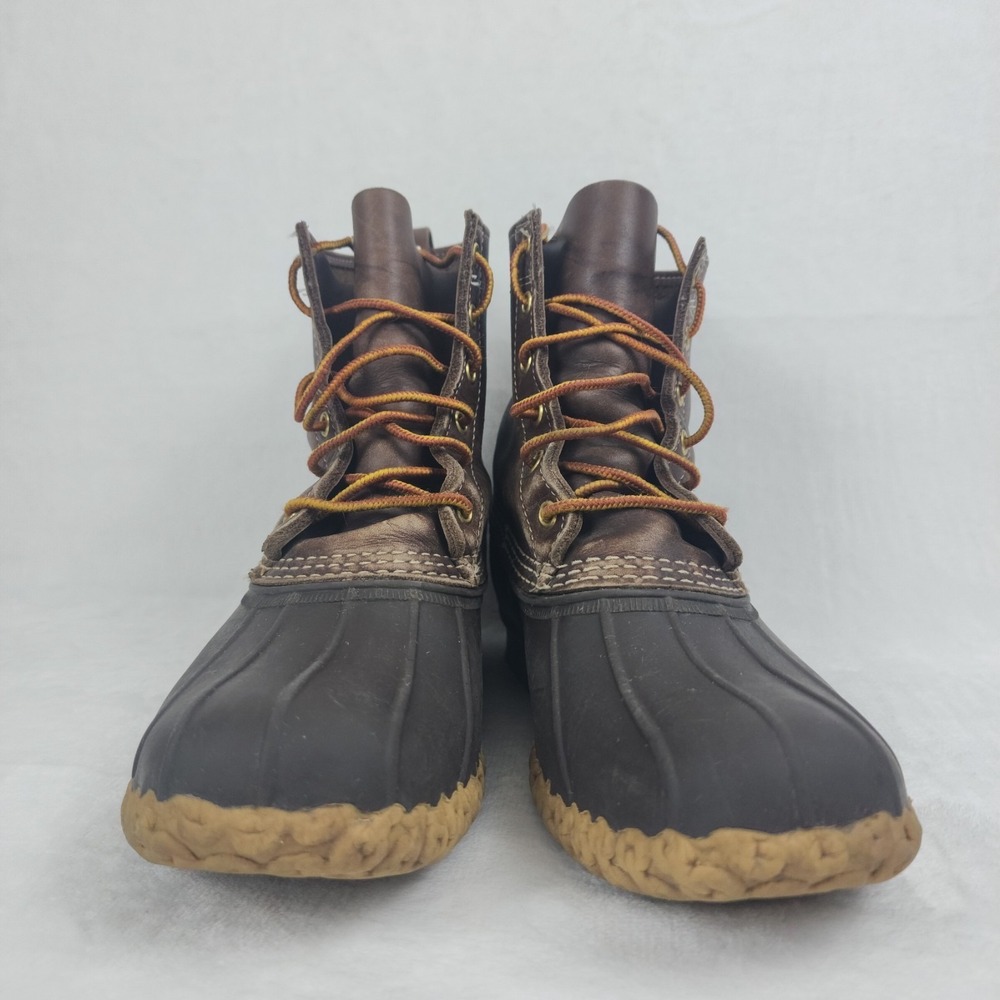 LL Bean Bean Boots Mens Size 8M Brown Leather Rubber Duck Rain Made In Maine - Picture 6 of 11
